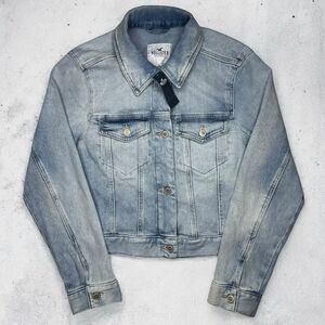 Y2K Hollister Denim Jacket NWT Large Cropped Trucker 2000s Blue Jean Streetwear